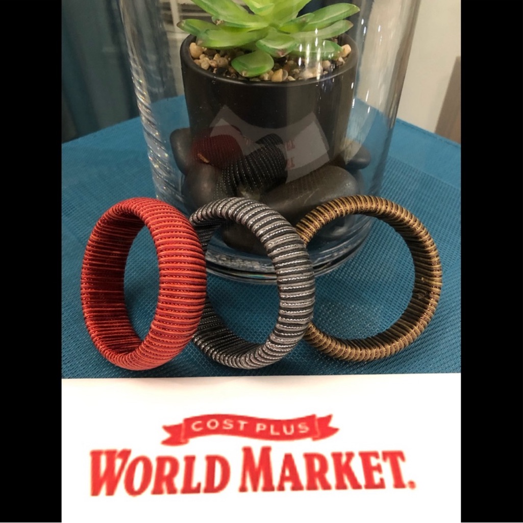 Cost Plus World Market Colorful Bracelet Set Of 3 - Burnt Red, Silver, Copper